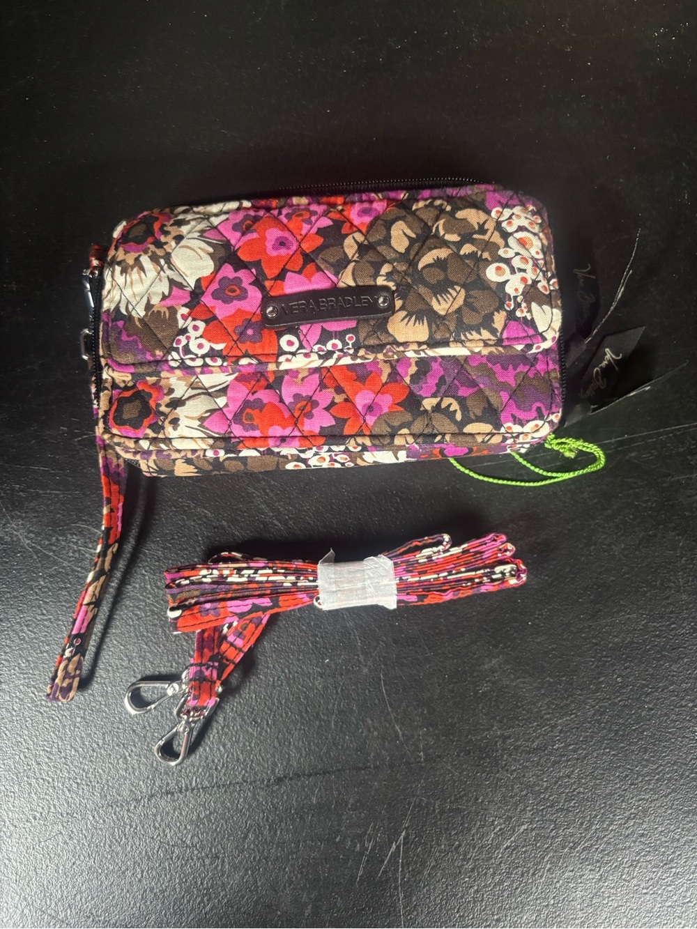 Vera Bradley Pink Purple Floral Quilted Wristlet - Picture 2 of 6